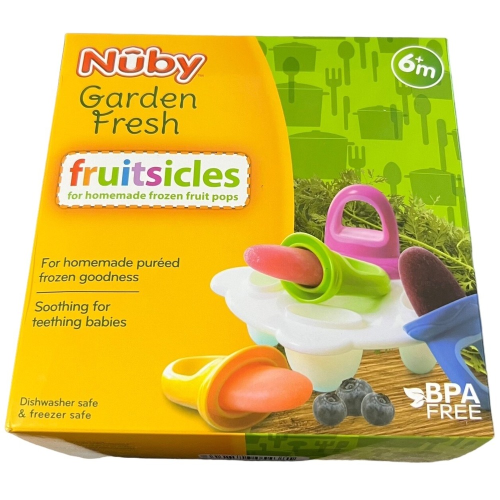 Nuby‎ Garden Fresh Fruitsicle Frozen Pop Tray Teething Multicolored BPA Free NEW